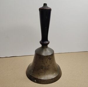 Vintage Brass Bell Wooden Black Handle Old School Bell Office Bell Dinner Bell